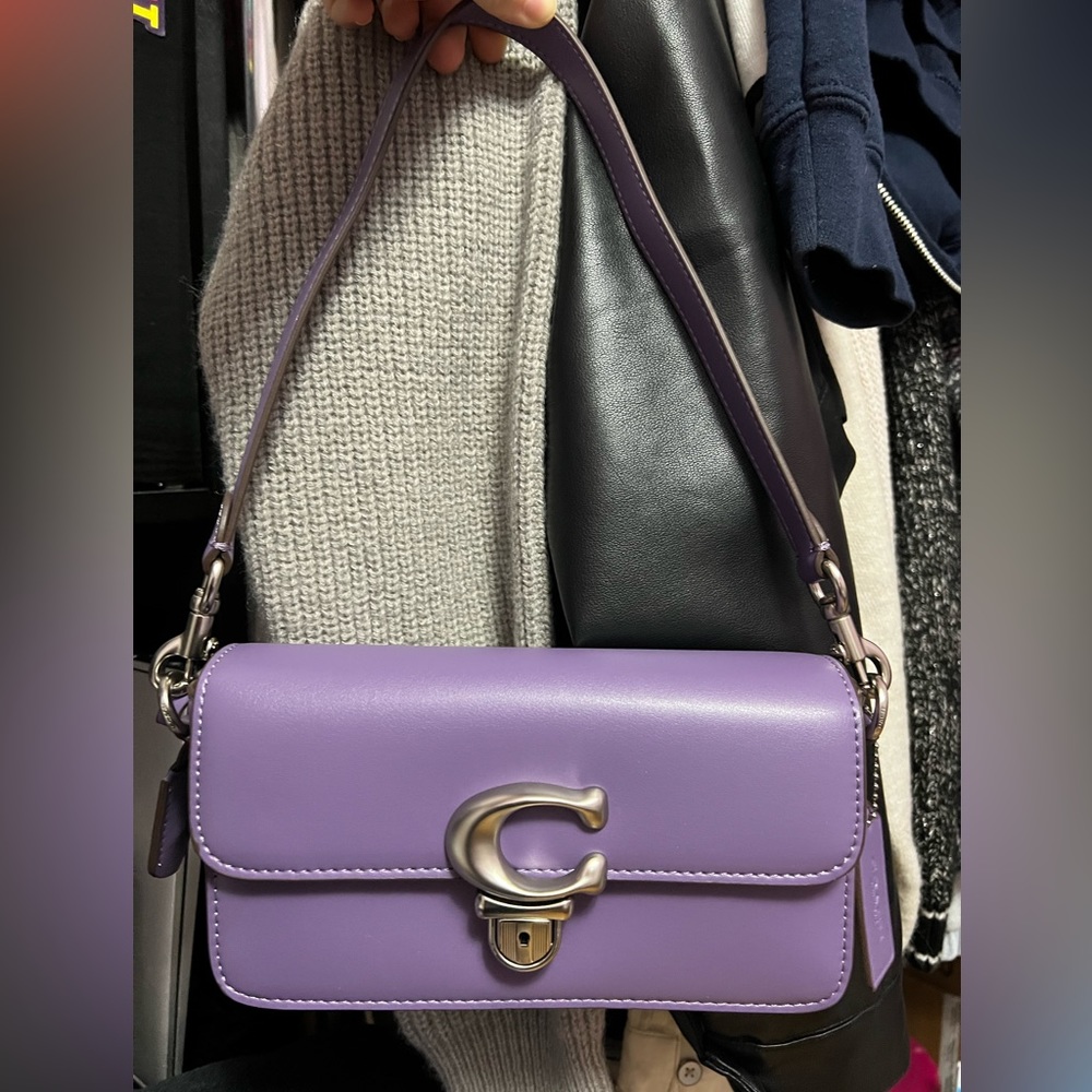 Coach Studio Flap Purple Leather Shoulder Bag
